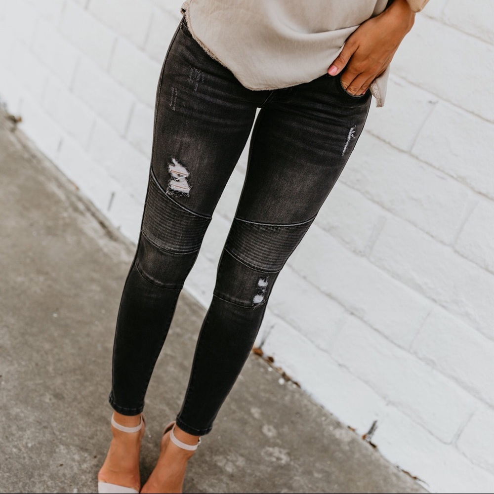 Black Wash Moto Skinnies